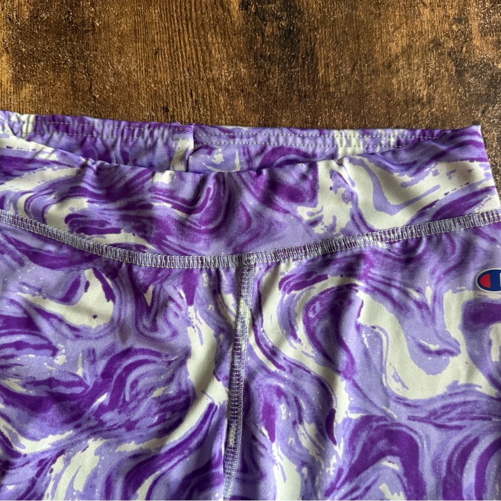 Champion Girls Purple Swirl Stretch Active Leggings 10/12 - Picture 4 of 6